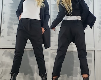 Women Boyfriend Pants, Avant Garde Trousers, Black Boyfriend Pants, Gothic Pants, Casual Pants, Urban Pants, Loose PantsNonstandarddesign