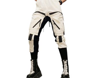 Cargo Pants Women, Loose Fit Trousers, Extravagant White Statement Pants, Oversized Fashion Pants, Modern Street Style