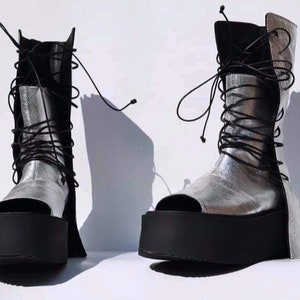 Platform Leather Sandals, Genuine  Shoes, High Summer Sandals, Combat Sandals, Open Toe Sandals, Genuine Leather Sandals, Nonstandarddesign