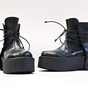 Genuine Women Boots, Leather Platform Shoes, All seasons Shoes, Gothic Women Boots, Leather Ankle Boots, Platform Grunge Boots