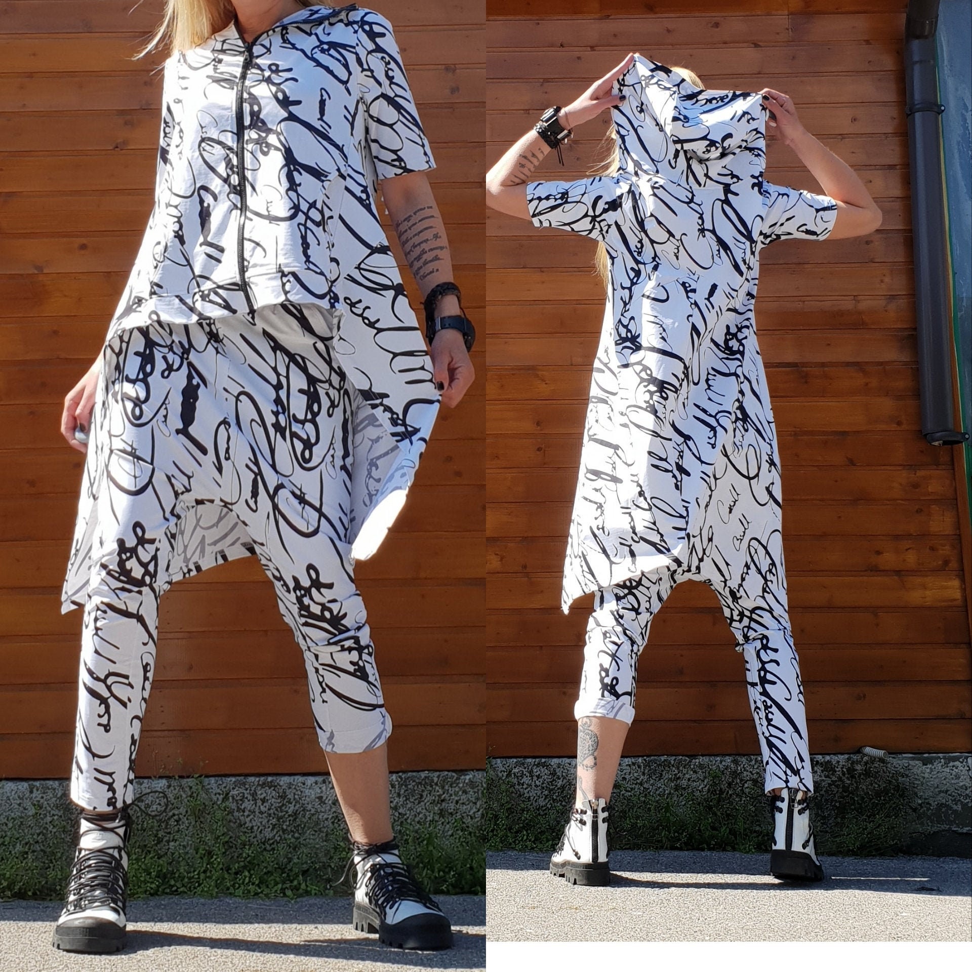 Asymmetrical Harem Pant Set Extravagant Women's Outfit