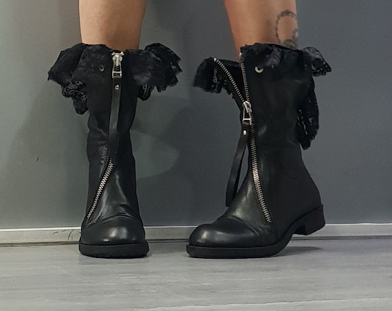 Gothic Schwarze Damen Schuhe Extravagante Damen Lederstiefel - Etsy.de