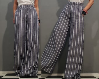 New Collection High Waist Linen Pants/Wide Leg Linen Trousers/Pants Floor/Casual Linen Trousers/Extravagant Long Pants/Nonstandarddesign