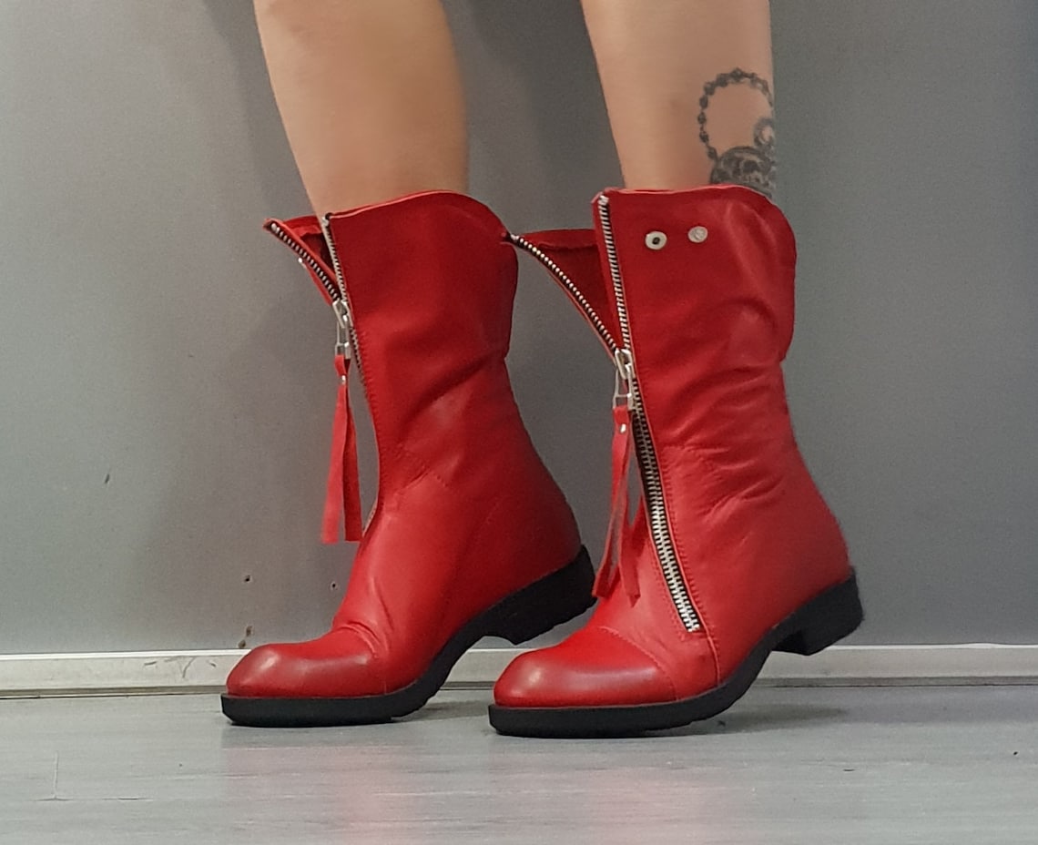 Red Women Boots Genuine Women Leather Boots All seasons Etsy