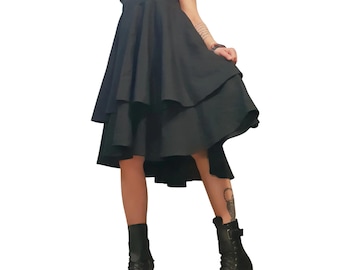 Black Linen Asymmetrical Dress, Oversized Avant Garde  Dress, Sleeveless
