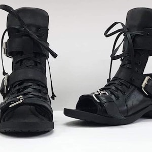 Gladiator Leather Sandals, Wedge Shoes, Gothic Shoes, Strappy Shoes, Grunge Shoes, Steampunk Shoes, Genuine Sandals, Handcrafted Shoes