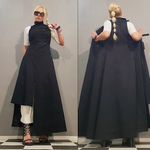 Gothic Women Vest, Long Asymmetrical Vest, Women Deconstructed Vest, Avant Garde Vest, Steampunk Vest, Extravagant Vest, Black Women Vest