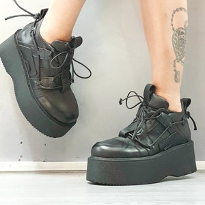 Casual Shoes, Genuine Women Shoes, Leather Platform Shoes, All seasons, Gothic Shoes, Platform Grunge Shoes, Extravagant Women Shoes image 1