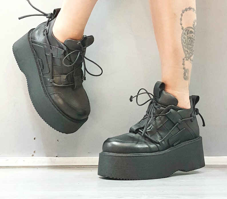 Casual Shoes, Genuine Women Shoes, Leather Platform Shoes, All seasons, Gothic Shoes, Platform Grunge Shoes, Extravagant Women Shoes image 1