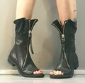 Gothic Leather Zipper Sandals: Punk Steampunk Open Toe Shoes