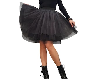 Extravagant Black Tulle Skirt: Gothic Cocktail Party Skirt