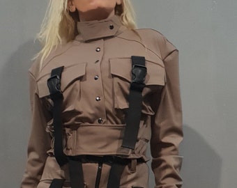 Avant Garde Steampunk Jacket for Women | Gothic Fashion Coat, Futuristic Designer Outerwear, Handmade Statement Clothing