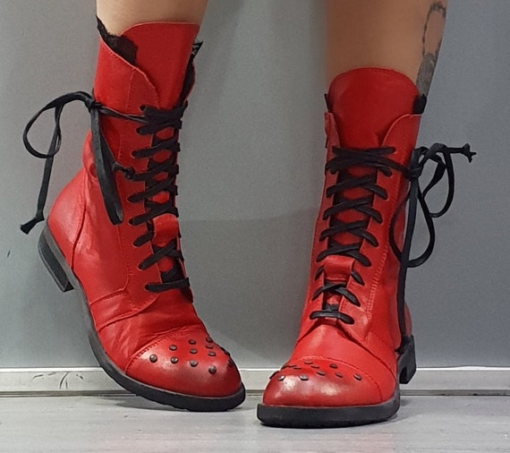 Ankle Leather Shoes, Genuine Shoes, Gothic Shoes, Black