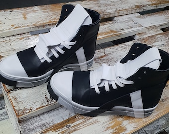 Zapatillas altas de piel artesanales: zapatos unisex de vanguardia