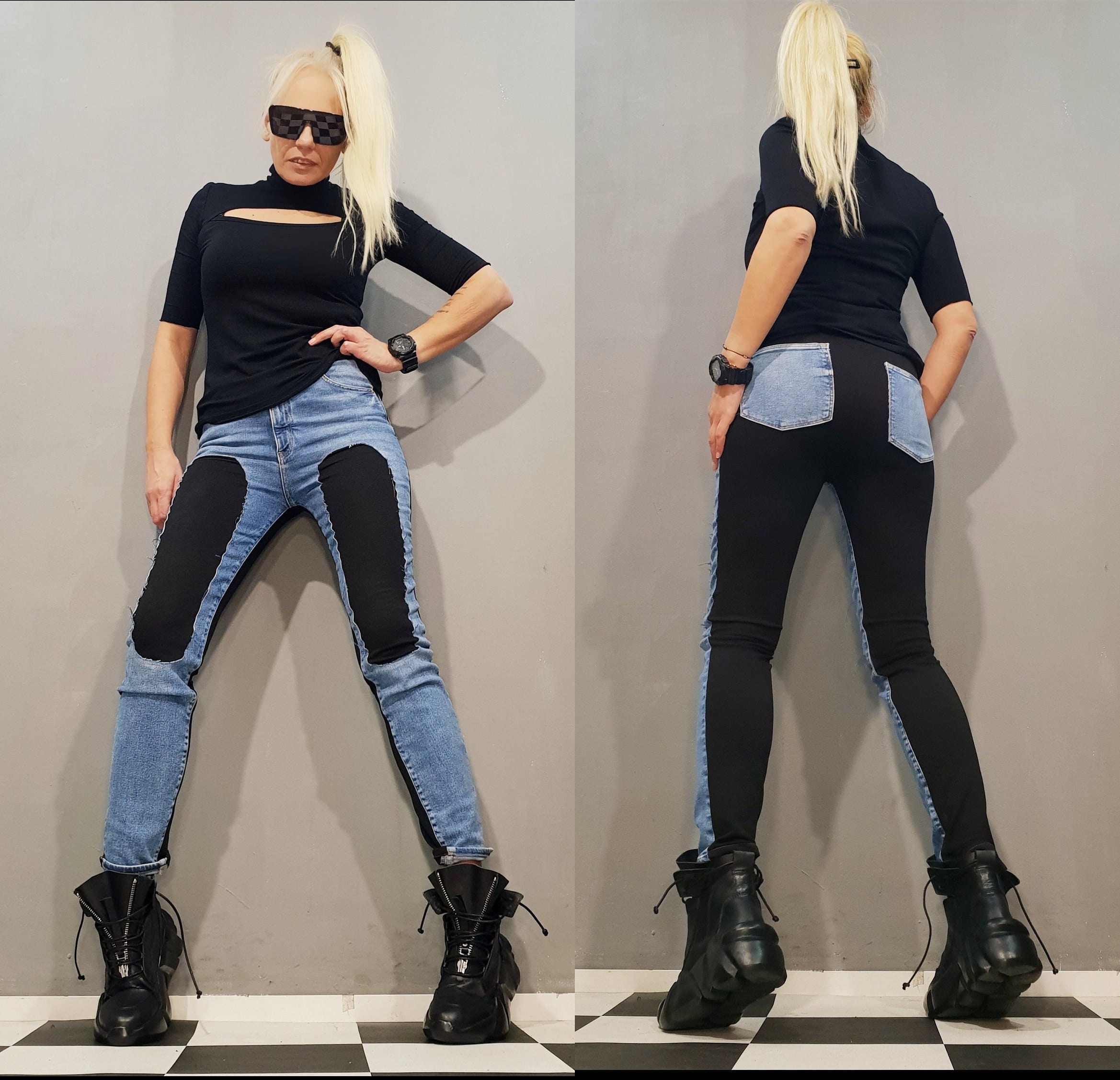 Womens Fancy Jeans Etsy UK