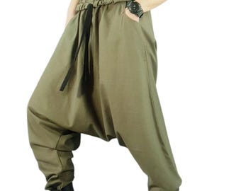 Linen Harem Pants Women, Drop Crotch Trousers, Loose Fit Linen Pants, Baggy Summer Pants