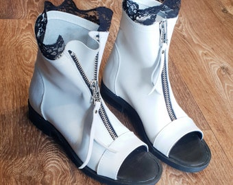 Handmade Leather Open Toe Steampunk Gothic Sandals