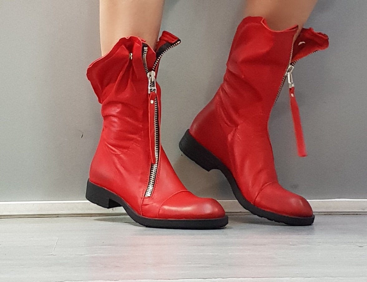 Red Women Boots Genuine Women Leather Boots All seasons | Etsy