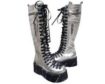 Extravagant Women Boots, Platform Shoes, All seasons, Gothic Women Booties, Leather High Boots, Platform Grunge Boots