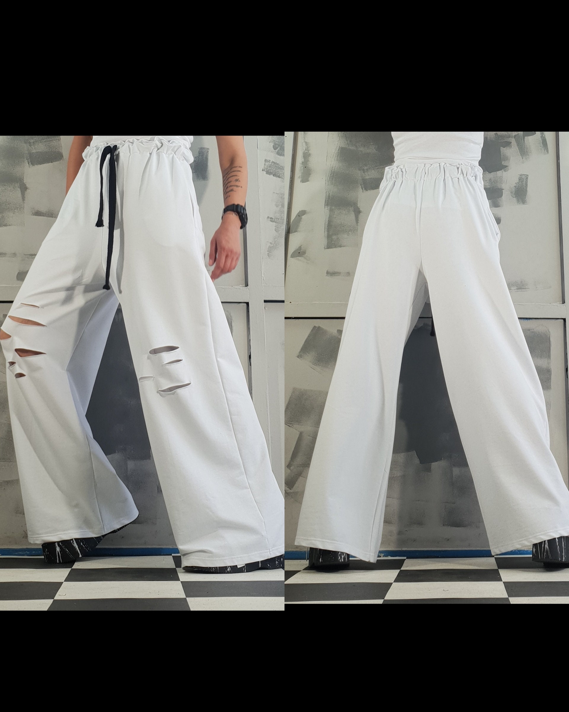 COD High Waist Trendy Trouser loose pants Fashion Wide-Leg 25-31