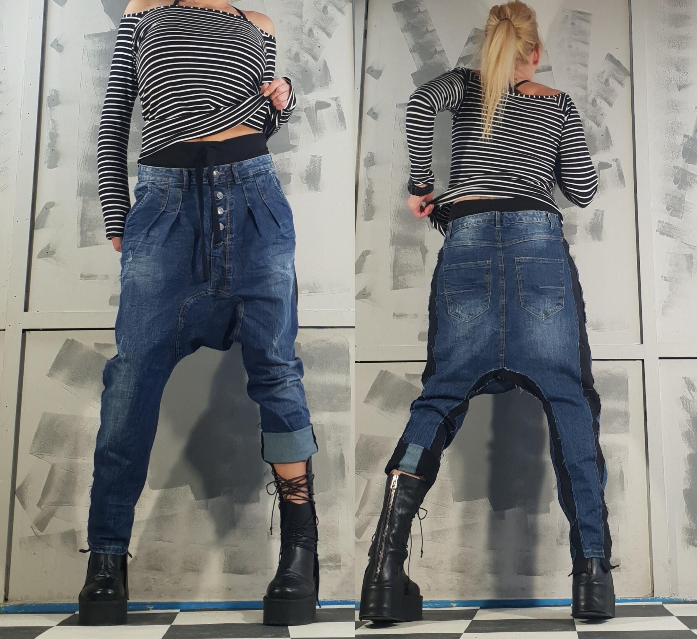 Drop Crotch Denim Harem Pants: Avant-garde Boho Trousers - Etsy
