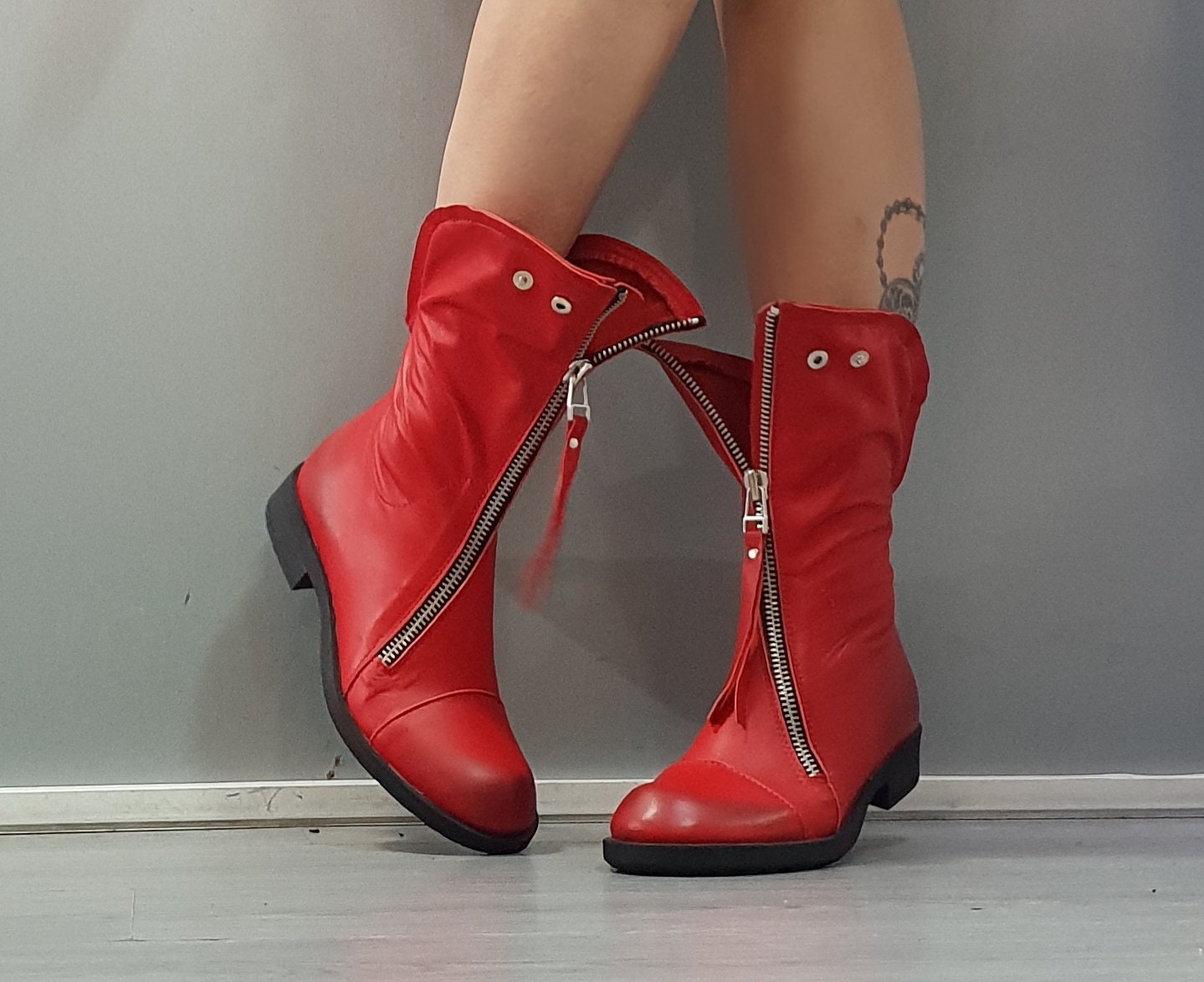 Red Women Boots Genuine Women Leather Boots All seasons Etsy