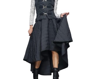 Asymmetrical Black Skirt – Gothic Avant Garde Women Clothing, Edgy Festival Skirt, Alternative Streetwear Outfit, Designer Maxi Skirt