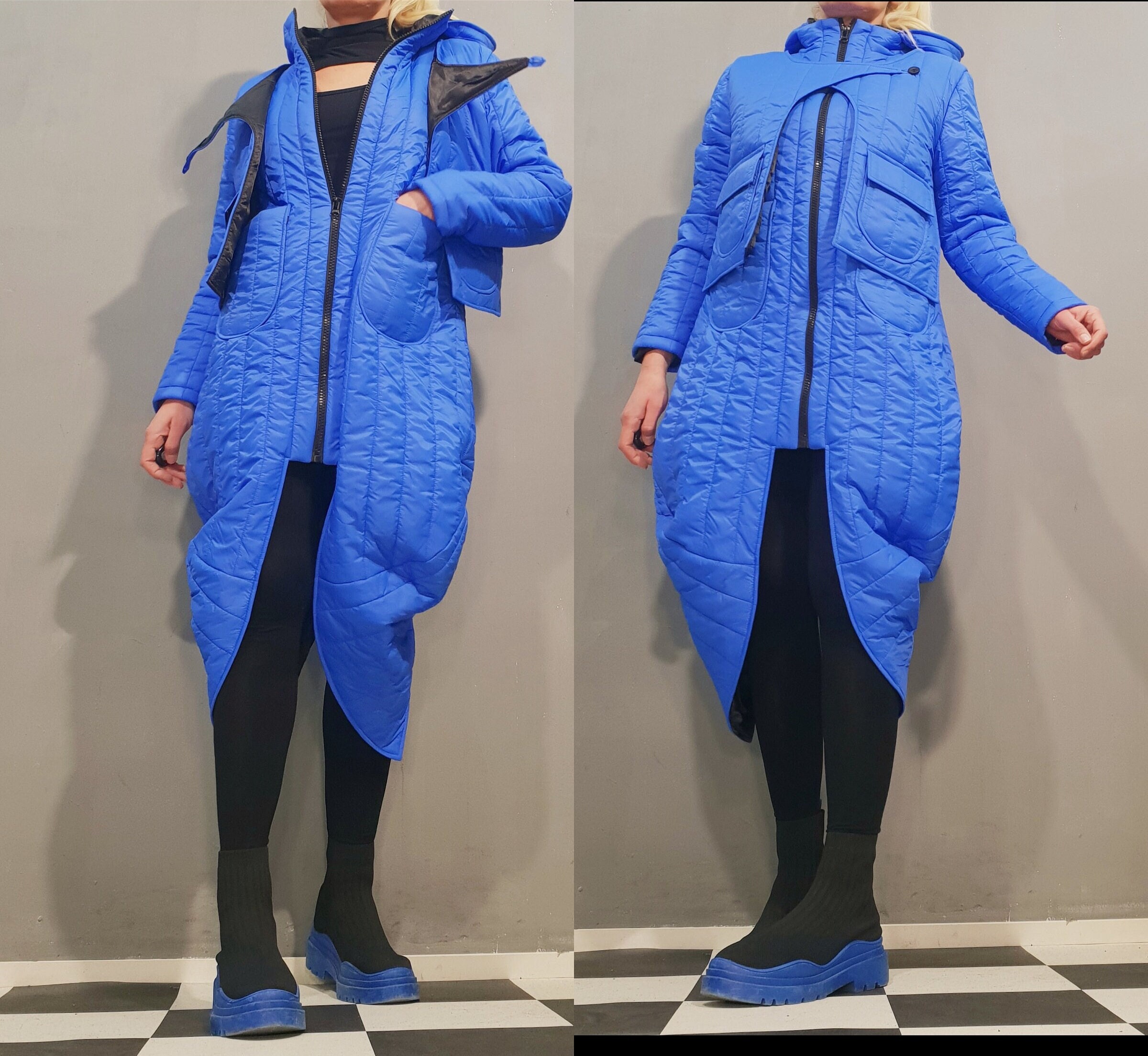 【関税・送料込】Avant-garde big hooded long jacket - 391 Avant Garde Women Jacket, Long Hoodie Jacket, Pockets Jacket