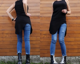 Asymmetrical Cotton Tunic: Avant Garde Gothic Top