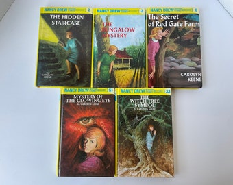 Set of 5 Vintage Nancy Drew Books by Carolyn Keene, Instant Collection of Nancy Drew Books, Vintage Mystery Books, Nancy Drew Kids Books