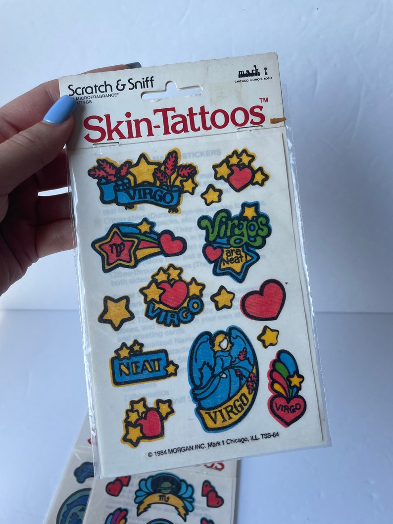 1980s Vintage Zodiac Skin Tattoos / Stickers, Vintage Astrology Stickers, Cute Zodiac Temporary Tattoos, 1980s Zodiac Tattoos, Zodiac Gift image 4