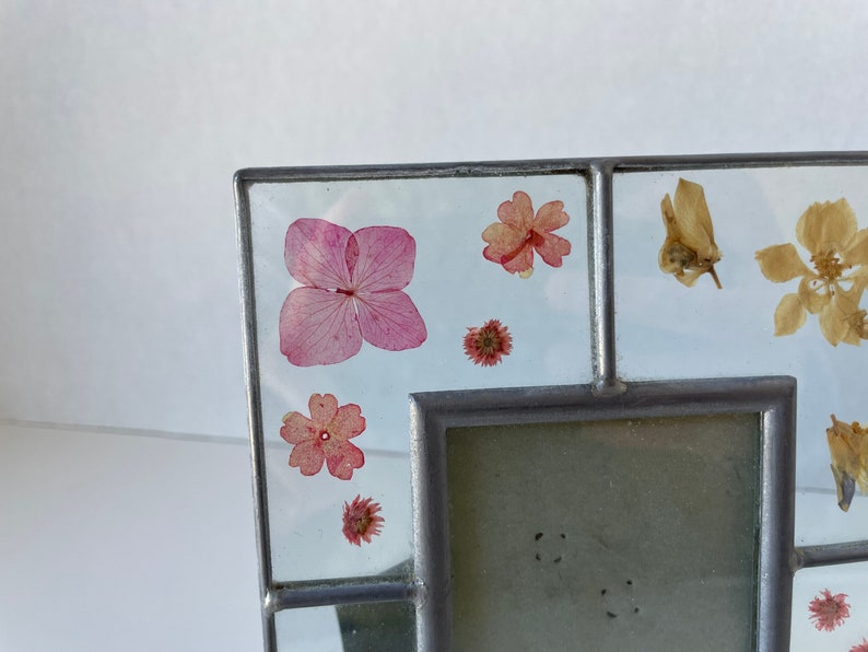 Vintage Stained Glass Pressed Flower Picture Frame Country Etsy