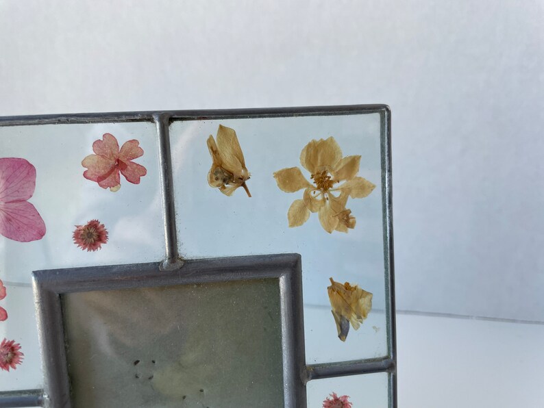 Vintage Stained Glass Pressed Flower Picture Frame Country Etsy