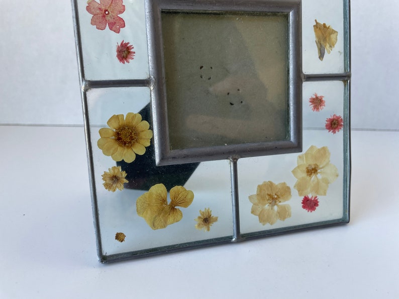 Vintage Stained Glass Pressed Flower Picture Frame Country Etsy