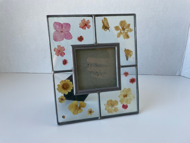 Vintage Stained Glass Pressed Flower Picture Frame Country Etsy