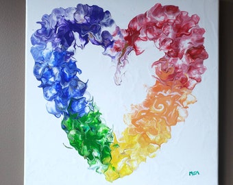 acrylic tiles Canadian Red Cross acceptance original abstract fluid art Love is Love series Rainbow Wave Ukraine Fundraiser pride