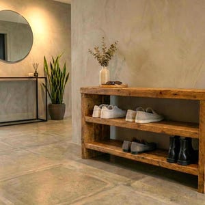 Handcrafted Wooden Shoe Rack | Reclaimed Shoe Rack | Scaffold Board Shoe Rack | Entry Table