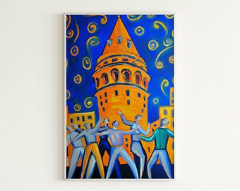 AI Generated Art Print, Dance in Galata, Henri Matisse Inspired, Dall-E Art, High Quality Artwork, Digital Art Print, Home Decor