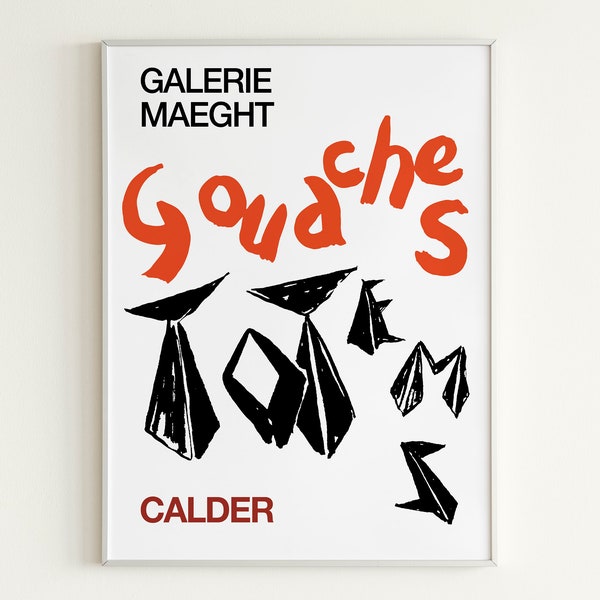 Galerie Maeght Poster, Alexander Calder, Gouaches, Digital Print, Instant Download, Minimalistic Printable Art, Modernist Bedroom Decor