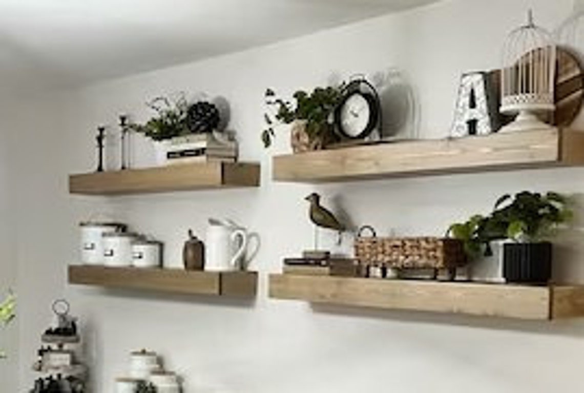 Chunky Wood Floating Shelves Floating Shelves Wooden Etsy