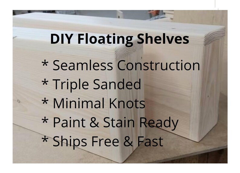 Hidden Bracket Floating Shelves, Open Shelving, Farmhouse Shelves