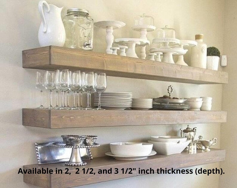 Hidden Bracket Floating Shelves, Open Shelving, Farmhouse Shelves