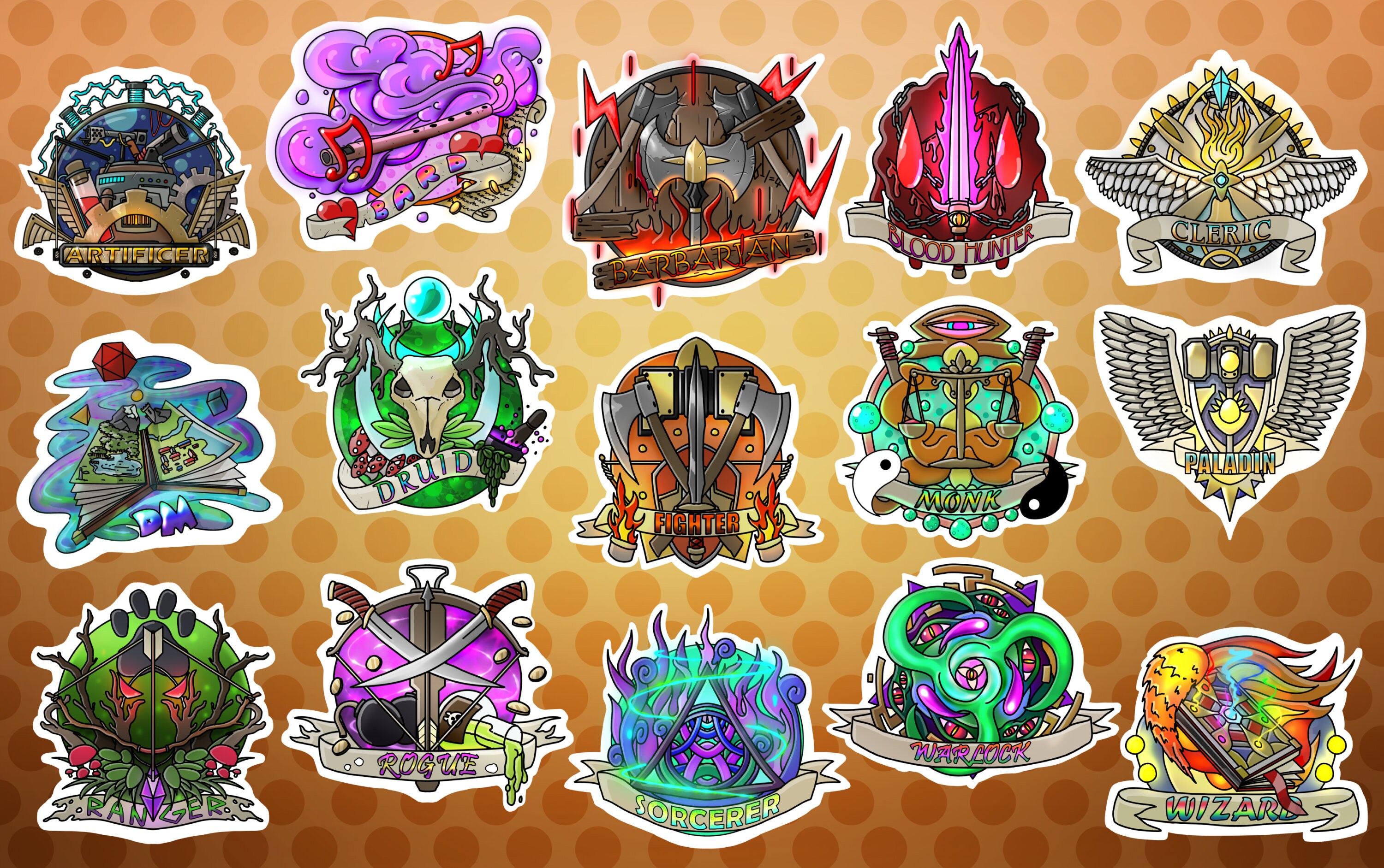 Dungeons and Dragons class stickers | Etsy