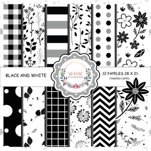 Colección de papeles DIGITAL | Black & White | Papeles para Imprimir | Papeles para manualidades | Tamaño Carta