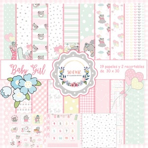 DIGITAL paper collection | Baby Girl | Papers to Print | Scrapbook Papers