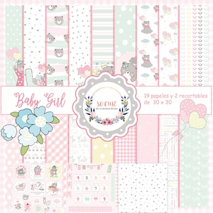 DIGITAL paper collection | Baby Girl | Papers to Print | Scrapbook Papers