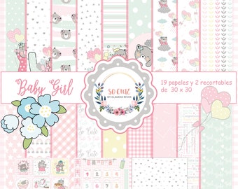 Colección de papeles DIGITAL | Baby Girl | Papeles para Imprimir | Papeles para Scrapbook