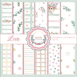 Colección de papeles DIGITAL | LOVE | Papeles para Imprimir | Papeles para manualidades