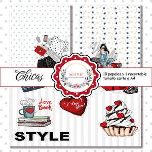 Colección de papeles DIGITAL | CHICAS| Papeles para Imprimir | Papeles para manualidades | Papel para scrapbook, tamaño carta o A4