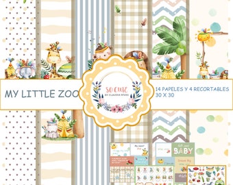 DIGITAL paper collection | My little zoo | Papers to Print | craft papers